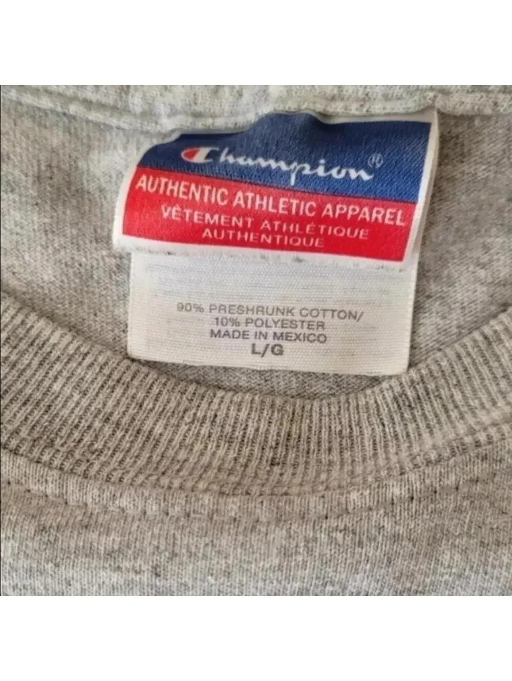 Vintage Champion Label - CHAMPION Big "C" Logo T-Shirt GRAY Short Sleeve Men's L - Picture 6 of 7